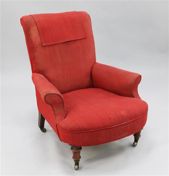 A Victorian Gillows deep seated armchair,